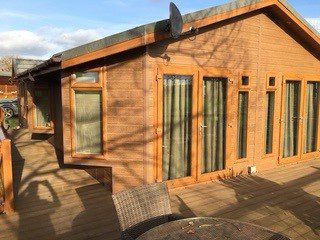 Large lakeside lodge